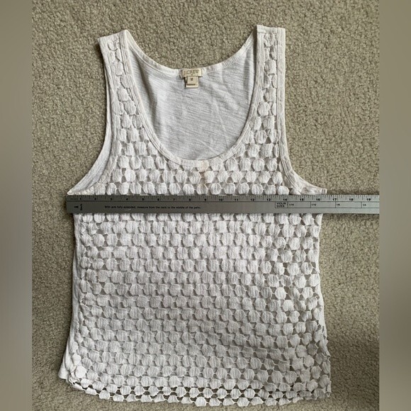 J. Crew White Circle Crochet Lace Overlay Sleeveless Tank Top Size M - Picture 6 of 9